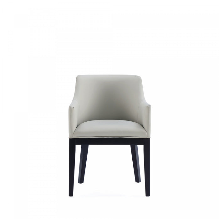 Gansevoort Modern Wood Vegan Leather Armchair in Stone Gray - Set of 2 Dining Chair