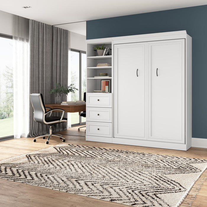 Bestar Versatile Full Murphy Bed Closet Organizer with Drawers (84 W) - White