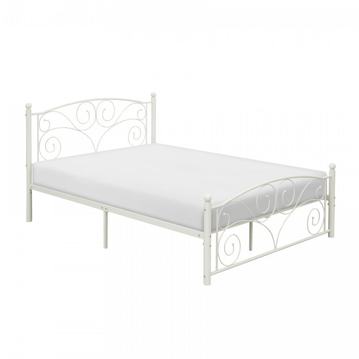 Avaly Full Bed, White Metal