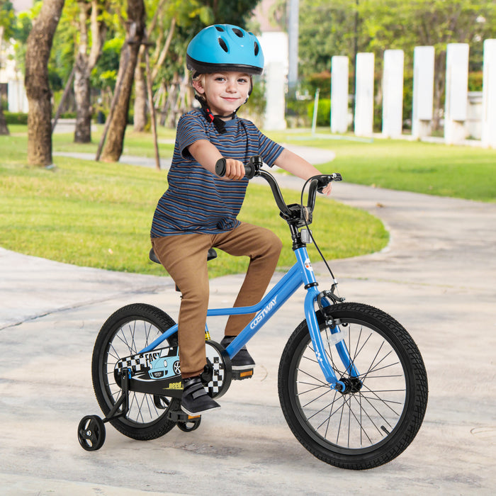 Costway 18\" Kids Training Bike With Removable Training Wheels Pneumatic Tires Navy