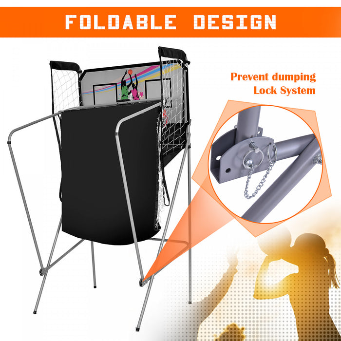 Costway Indoor Basketball Arcade Game Double Electronic Hoops Shot 2 Player W/ 4 Balls
