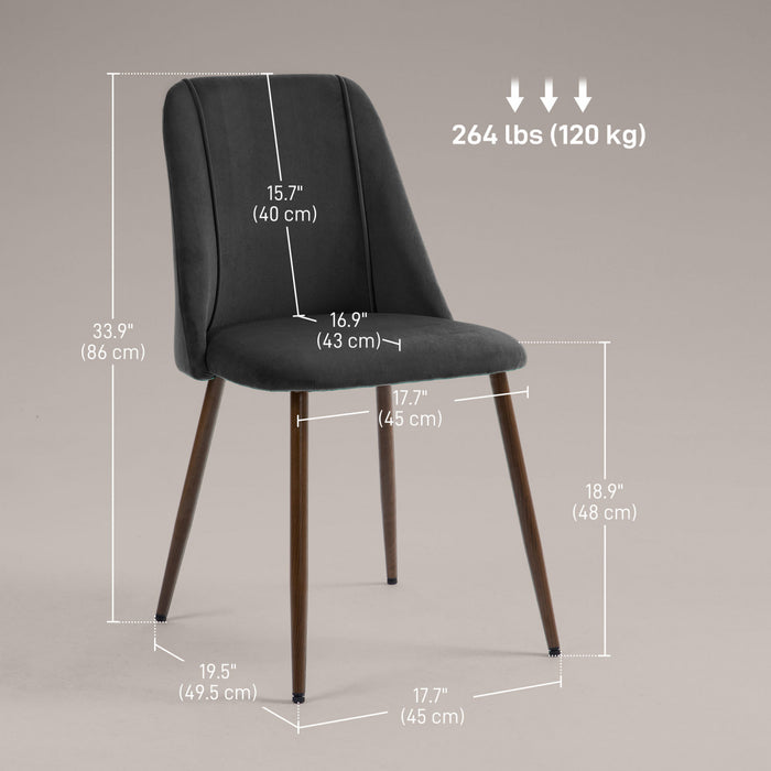 HOMCOM Dining Chairs Set of 4, Velvet Accent Chair, Black