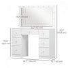 HOMCOM Makeup Vanity Desk with Lighted Mirror 7 Drawers 10 LED Lights White