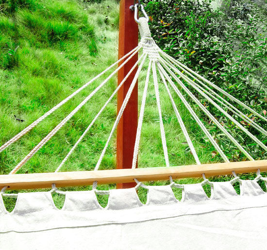 Outsunny 130\" X 47\" Hammock With Stand, Outdoor Hammock Camping Bed, Freestanding Lounge Chair With Wooden Frame Cotton Fabric For Outdoor Indoor, White, Teak