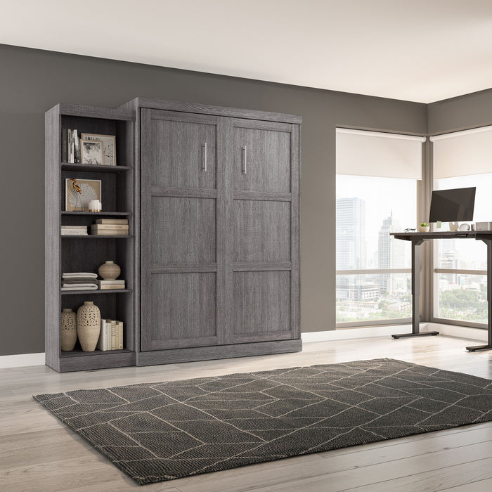 Bestar Pur Queen Murphy Bed with Shelving Unit 90-Inch Wall Bed