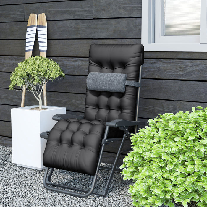Outsunny Padded Zero Gravity Chair, Folding Recliner Chair, Black