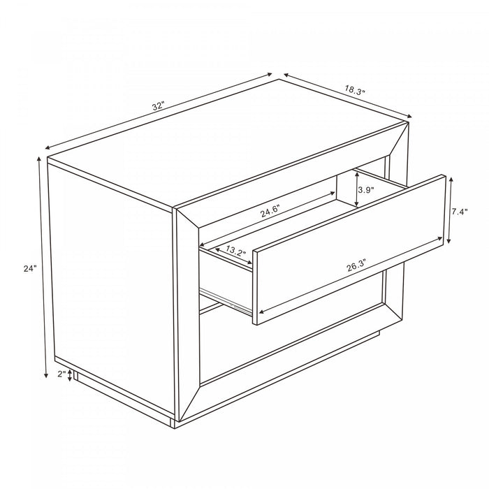 Soren Contemporary 32\" Nightstand in Natural Oak (2-Drawer)