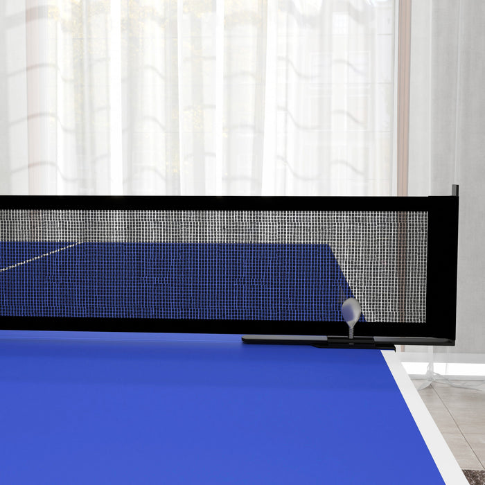 Soozier Full Size Ping Pong Table, Fold Into Quarters, Portable Table Tennis Table With Net, Paddles, Balls, Mdf, Blue