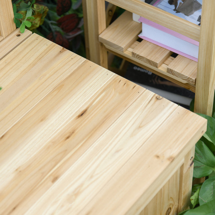 Outsunny Wooden Garden Bench With Storage Box, Outdoor Seating, Natural
