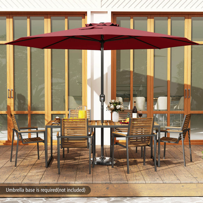 Costway 12 FT Patio Umbrella Outdoor Market Umbrella with Crank Handle 8 Sturdy Ribs Red