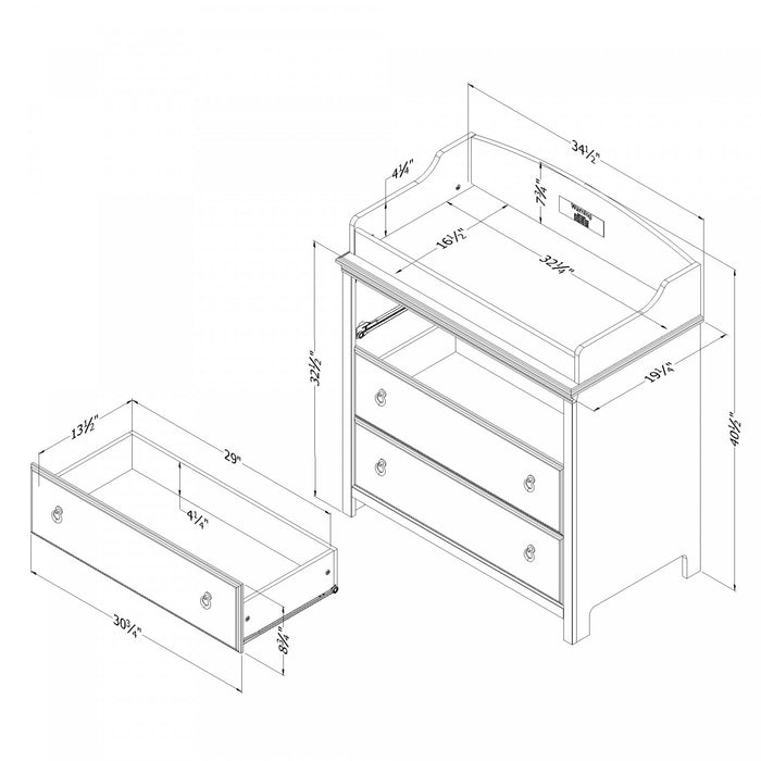 Cotton Candy Changing Table - White Beige