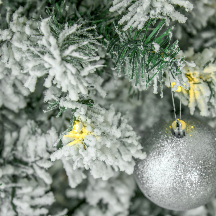 Homcom 9ft Prelit Artificial Snow Flocked Pencil Christmas Tree