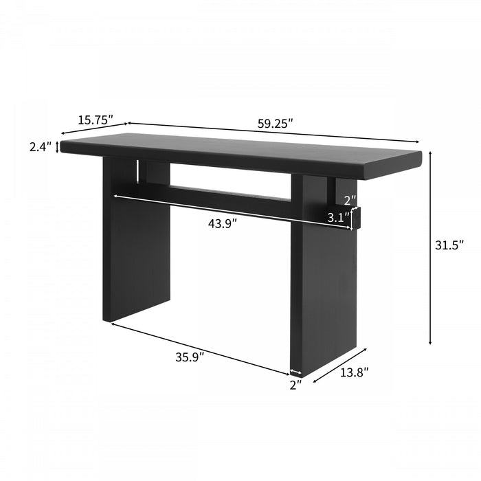 Emma 59.25\" Farmhouse Style Sofa Table for Entryway - Black