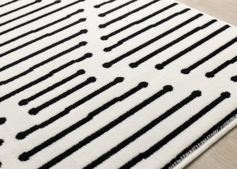 Forte Black White Stripes Area Rug - 7'9\" x 10'6\"