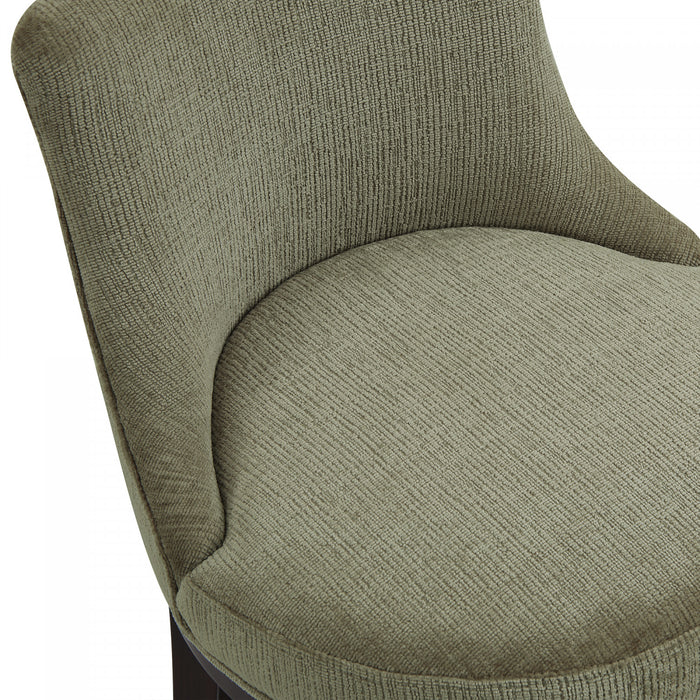 Lucia Modern Chenille Wood Upholstered Barstool in Leaf Green - Set of 3