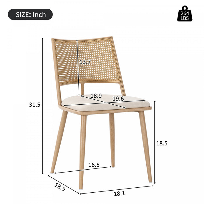 Oliver Modern Dining Chairs with PU Upholstered and PE Rattan Backrest Set of 6,Beige