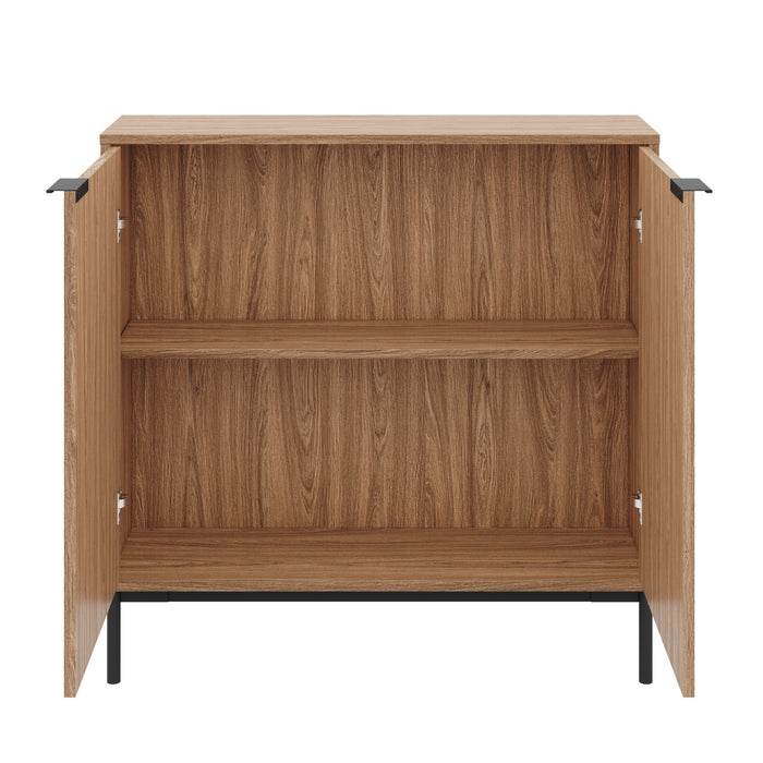 Nordika Slim 2-Door Storage Console Accent Cabinet - Light Walnut