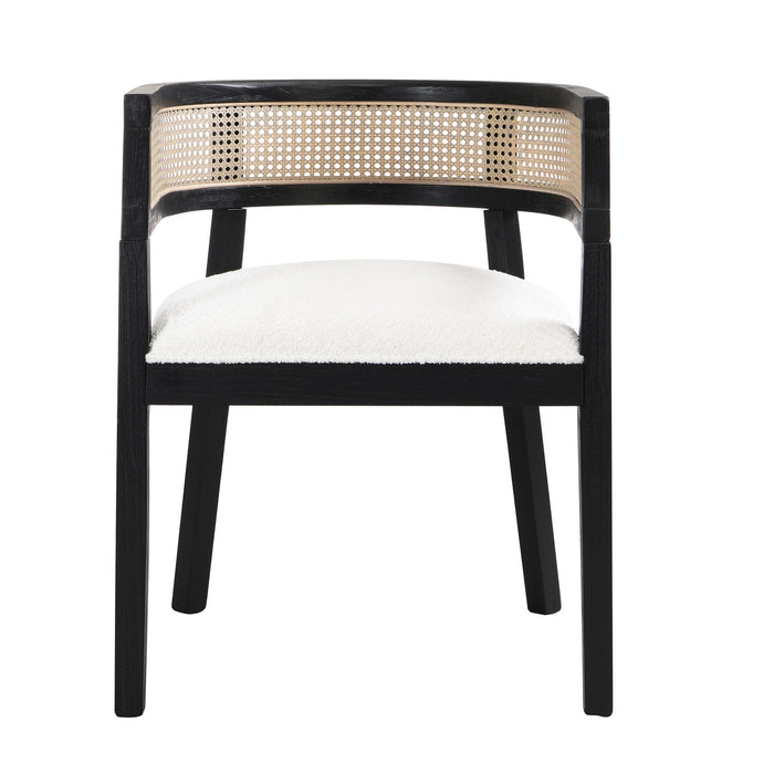 Lance Dining Chairs Set Of 2 With Rattan Back And U-shaped Seat - Black
