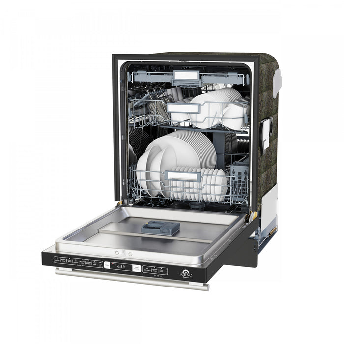 Forno Romano 24 in. Built-In Tall Tub Dishwasher in Black, Top Control, 52 dBA - FDWBI8035-24BLK