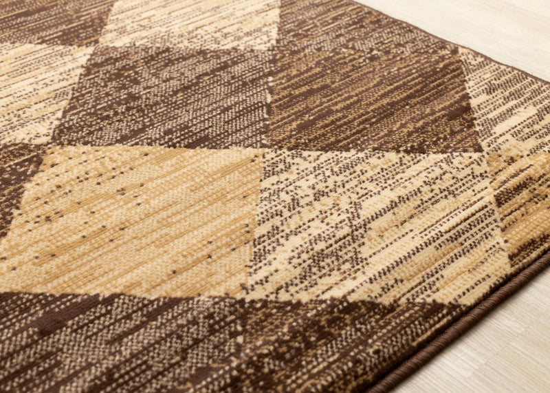 Florence Brown Beige Distressed Diamond Pattern Rug, 5'3\" x 7'5\" Indoor Area Rug