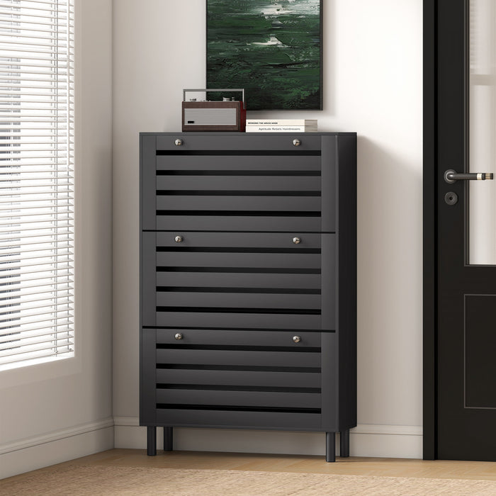 HOMCOM Shoe Storage Cabinet with Adjustable Shelves, Black
