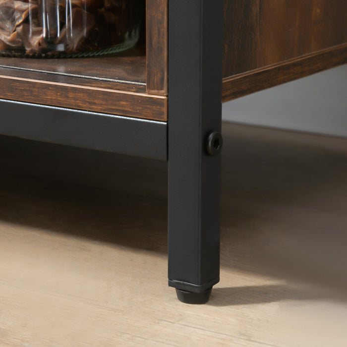 HOMCOM Industrial Sideboard Buffet Cabinet with Barn Doors Rustic Brown