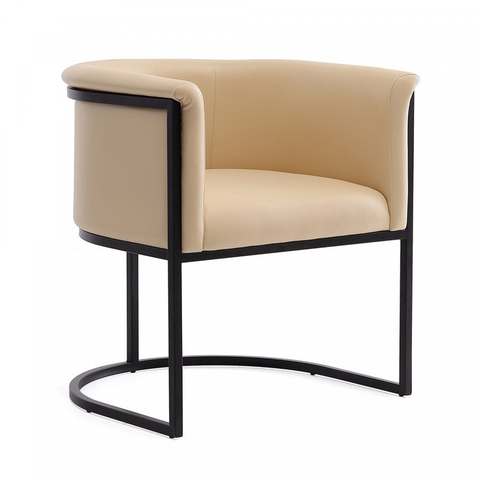 Cosmopolitan Mid-Century Modern Vegan Leather Metal Dining Chair in Tan - Set of 2