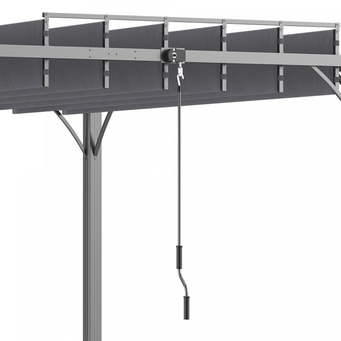 Outsunny 9.5' X 9.7' Outdoor Pergola With Retractable Roof, Aluminium Louvered Pergola Canopy, Patio Shelter With Ground Stakes For Patio, Lawn, Garden, Grey