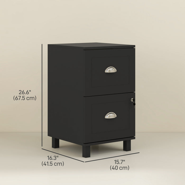 HOMCOM Lockable 2 Drawer File Cabinet with Hanging Bars for A4 and Letter