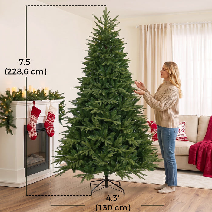 HOMCOM 7.5ft Christmas Tree with Synchronized LED, DIY, Frasier Grande Fir