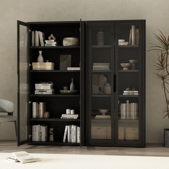 Rivington Modern 38\" Bookcase Cabinet in Black - Set of 2