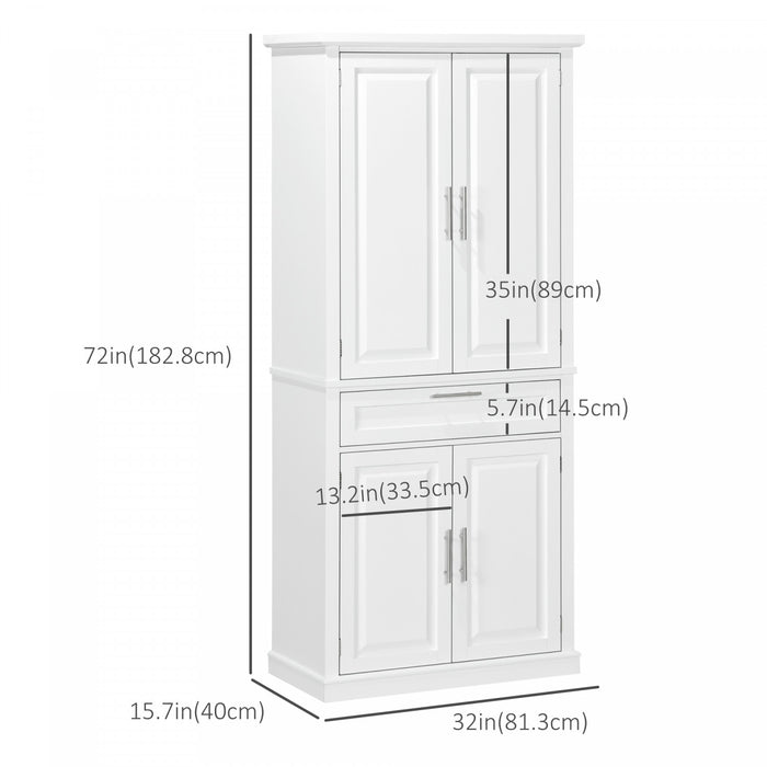 HOMCOM 72\" Kitchen Pantry Storage Cabinet with Drawer, Adjustable Shelves