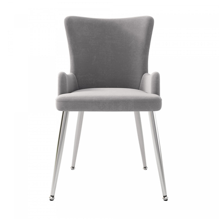 Luna Velvet Dining Chairs with Tufted Upholstered and Gold Metal Legs Set of 2, Grey