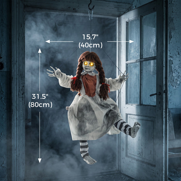 HOMCOM Halloween Animated Hanging Creepy Girl on Swing Decoration