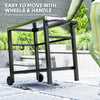 Outsunny Outdoor Grill Dining Cart with Stainless Steel Tabletop, 2-Shelf BBQ Movable Pizza Oven Stand with Shelf, Hooks, Wheels, Charcoal Grey