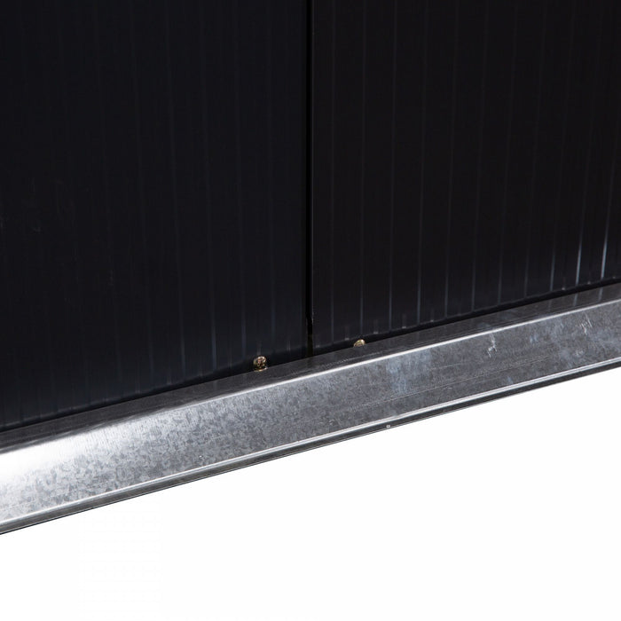 Outsunny 9' X 11' Metal Storage Shed With Floor Foundation, Garden Tool House With Double Sliding Doors, 4 Air Vents For Backyard, Patio, Lawn, Dark Grey