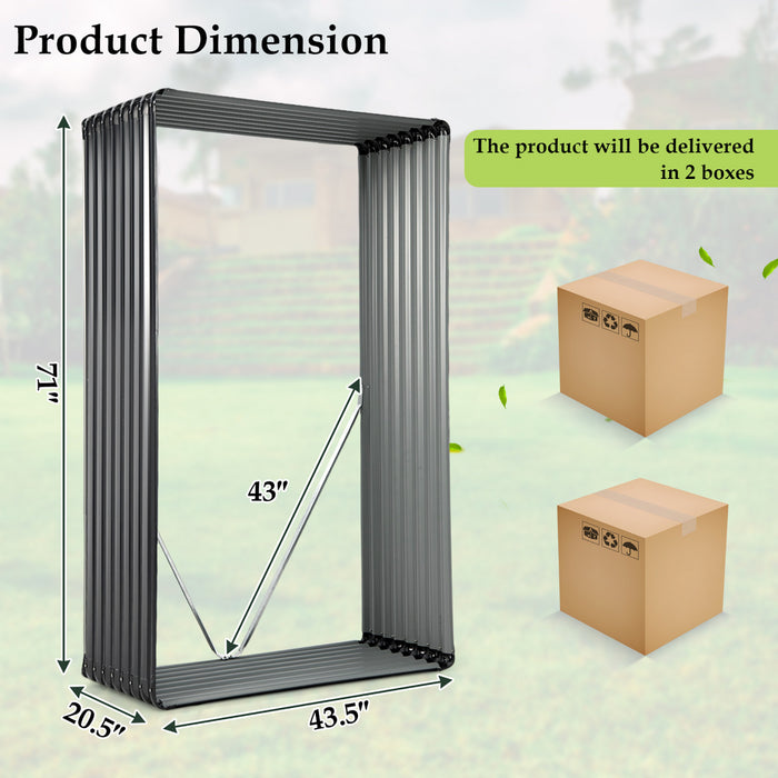 Costway 2 Pcs Galvanized Raised Garden Bed Outdoor Planter Box Firewood Rack Log Holder