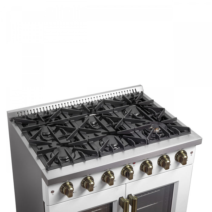 Forno Galiano 36\" White Gas Range, 4.32 cu.ft- FFSGS6444-36WHT