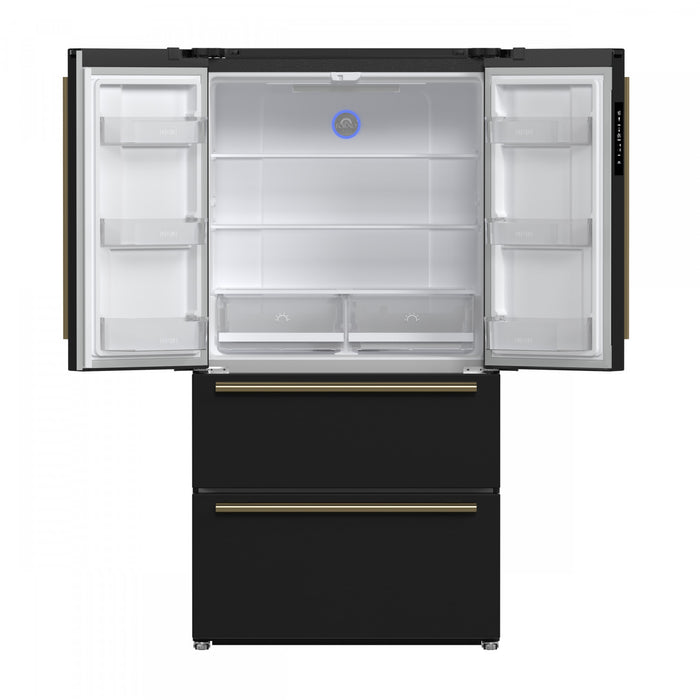 Forno Espresso Moena 36-inch French Door Refrigerator in Black, 19.2 cu.ft. - FFRBI1820-36BLK