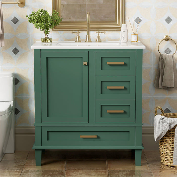 Katherine 30\" Solid Wood Bathroom Vanity With Sink Combo - Green