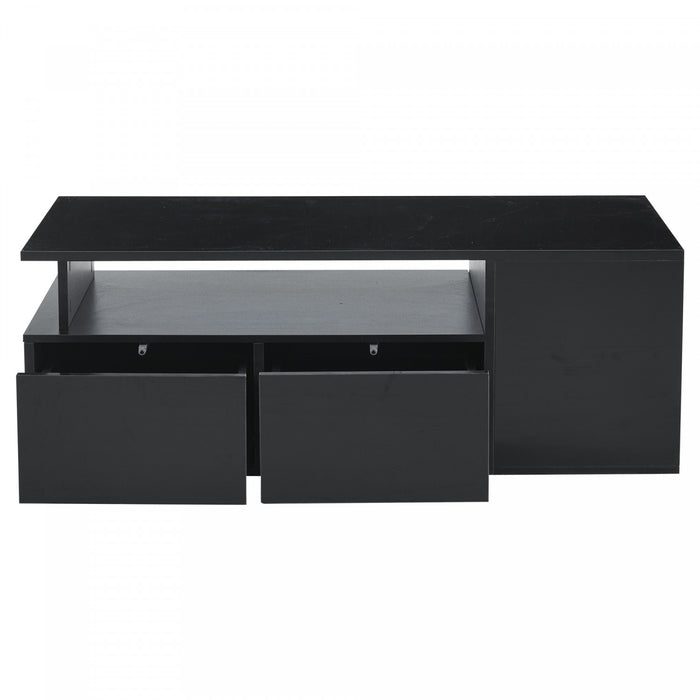 Daniel Coffee Table with LED Lights and Storage Drawers,Black