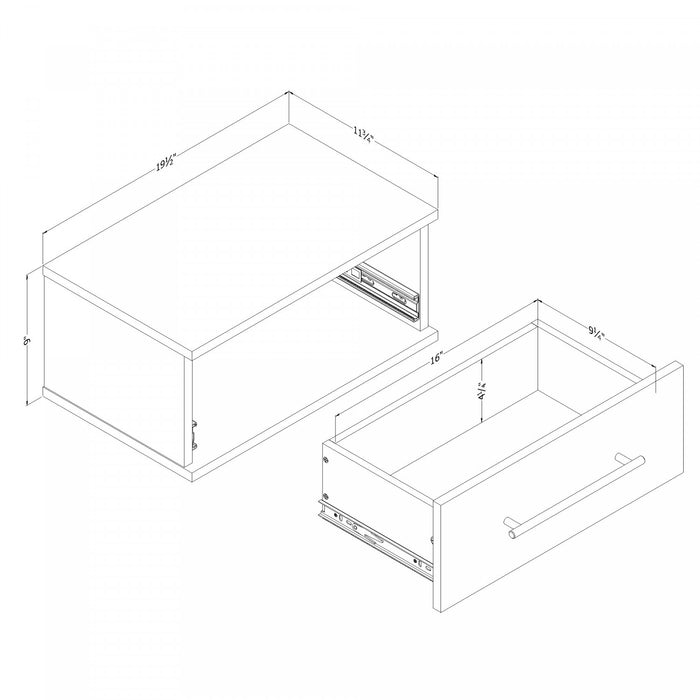 Primo Set Of 2 Floating Nightstands With 1 Drawer - Rustic Oak 