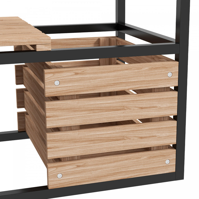 Outsunny 2-tier Raised Garden Bed, Elevated Planter Box With Storage Shelf, Wood Plant Stand For Flowers, Vegetables, Herbs, Light Brown