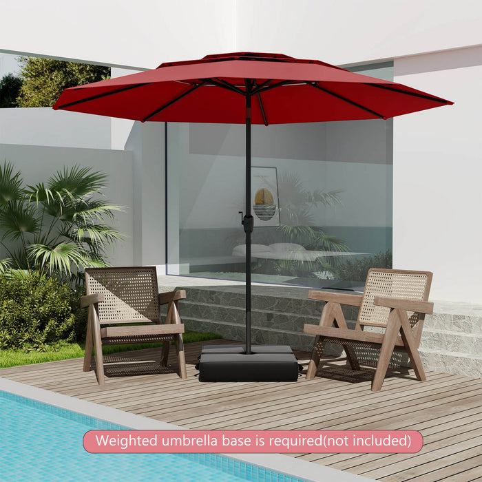 Costway 10 ft 3-tier Vented Patio Umbrella Large Market Table Umbrella Outdoor Sun Shade Red