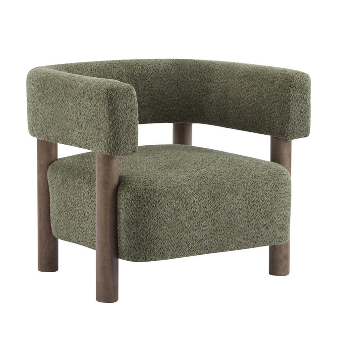 Evelyn Accent Arm Chair with Comfortable Seating and Boucle Upholstery,Olive Green Accent Chair