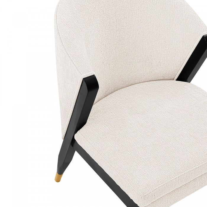 Ola Modern Wood Chenille Dining Chair in Cream - Set of 2