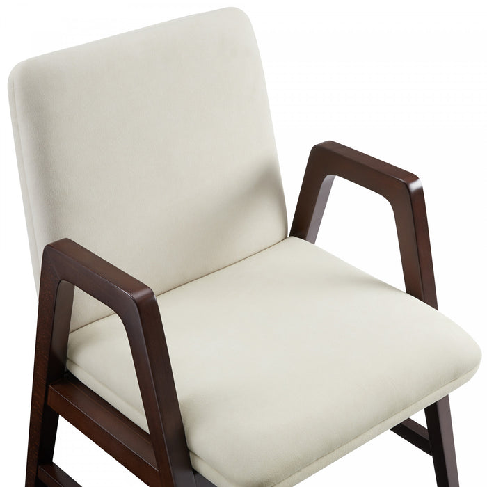 Stella Modern Velvet Wood Armchair in Cream - Set of 2
