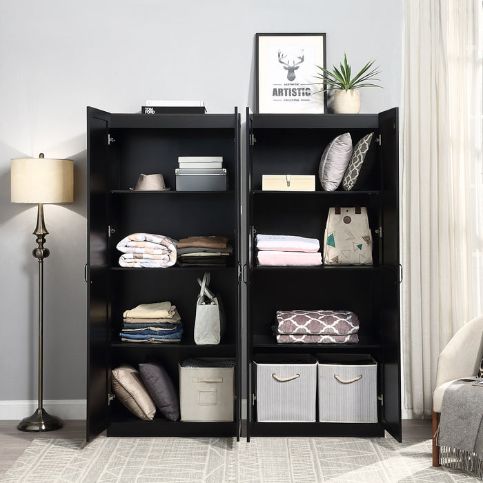 Hopkins Modern 30\" Storage Cabinet in Black (4-Shelf) - Set of 2 Armoire