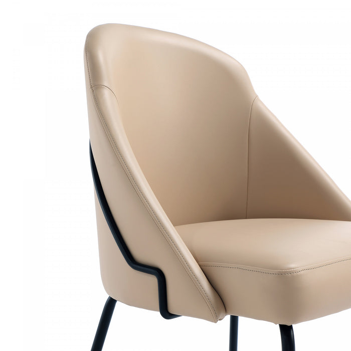 Gracie Modern Vegan Leather Metal Dining Chair in Tan and Black - Set of 2