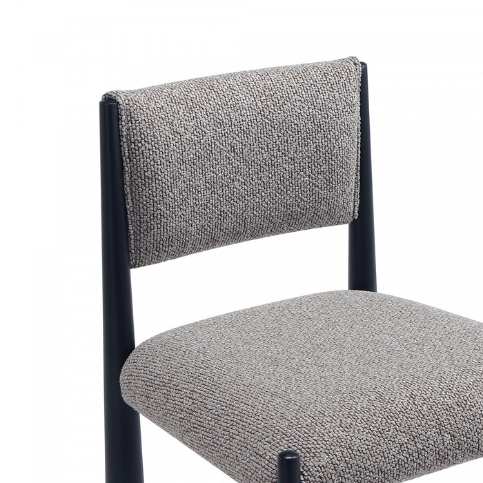 Lennor Mid-Century Modern Boucle Metal Side Chair in Mushroom - Set of 2